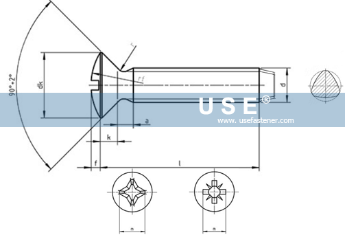 DIN 7500 N - Cross Recessed Raised Countersunk Head Thread Rolling Forming Screws